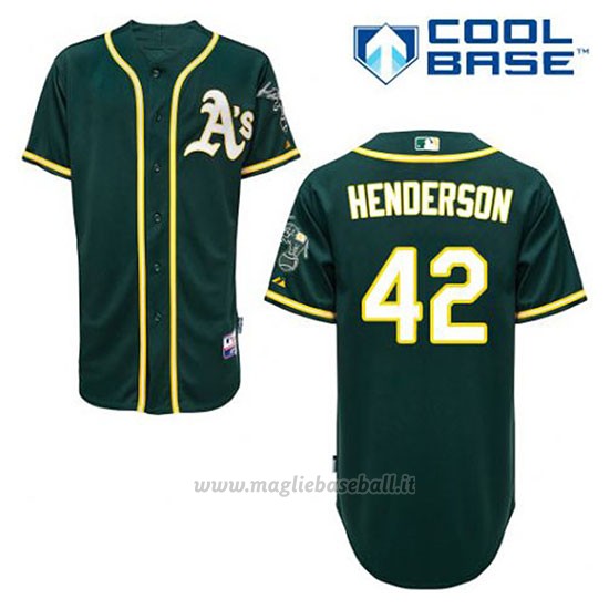 Maglia Baseball Uomo Oakland Athletics Dave Henderson 42 Verde Alterner Cool Base